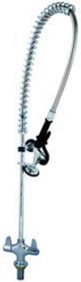 T&S Brass Equip 5PR-2S00-H Single Hole Deck Mount Pre-Rinse Faucet for Commercial Kitchens. Includes Wall Bracket and Sprayer Meets New DOE Requirements with a 1.15 GPM Flow Rate,Silver