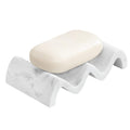 Luxspire Wave Soap Dish, Self-Draining Resin Holder, Gravel White