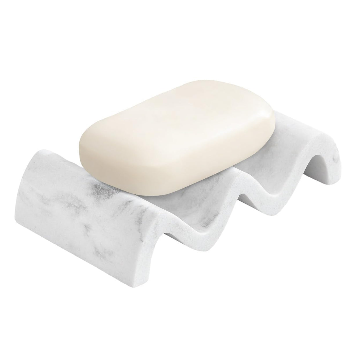 Luxspire Wave Soap Dish, Self-Draining Resin Holder, Gravel White