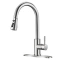 Kitchen Faucet with Cup Washer Pull Down Sprayer Stainless Steel Kitchen Sink Faucet with Deck Plate Glass Rinser Single Hole Brushed Nickel