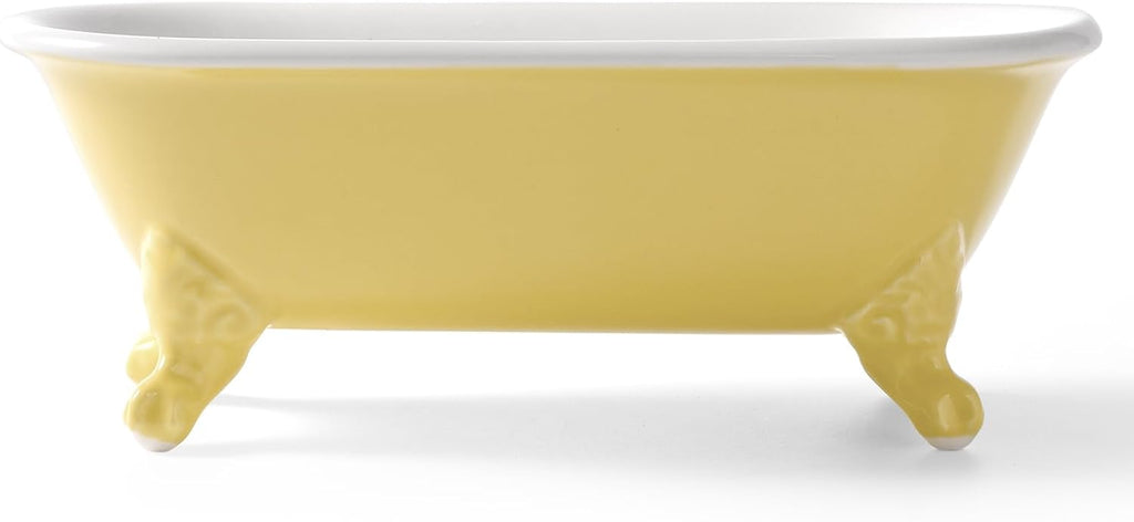 6.5" Mini Clawfoot Bathtub Soap Dish,Bar Soap Holder,Yellow