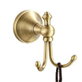 2 Pcs Pack Antique Brass Towel Hook Vintage Coat Hook with 2 Hooks Wall Mounted Robe Hooks for Bathrooms and Kitchen Bronze Hand Towel Hook Hanger with Brushed Gold Finish