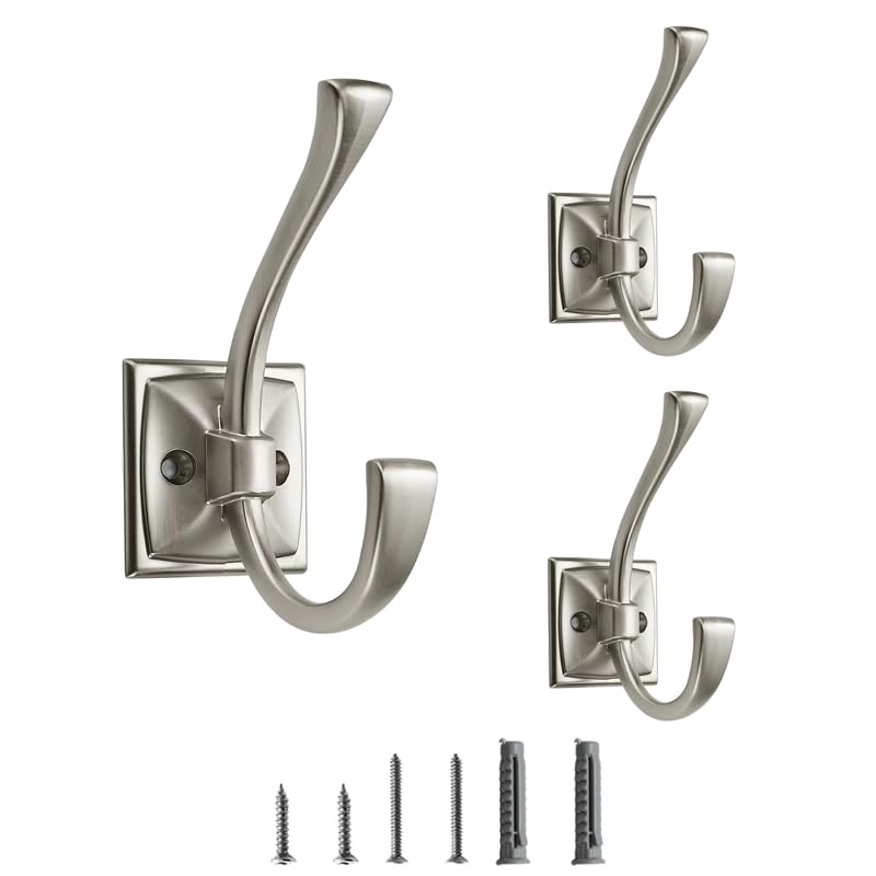 5 Pack Decorative Heavy Duty Towel Hooks for Hanging Robe Double Oil Rubbed Bronze Coat Hooks Wall Mounted with Screws for Key, Towel, Bags, Cup, Hat