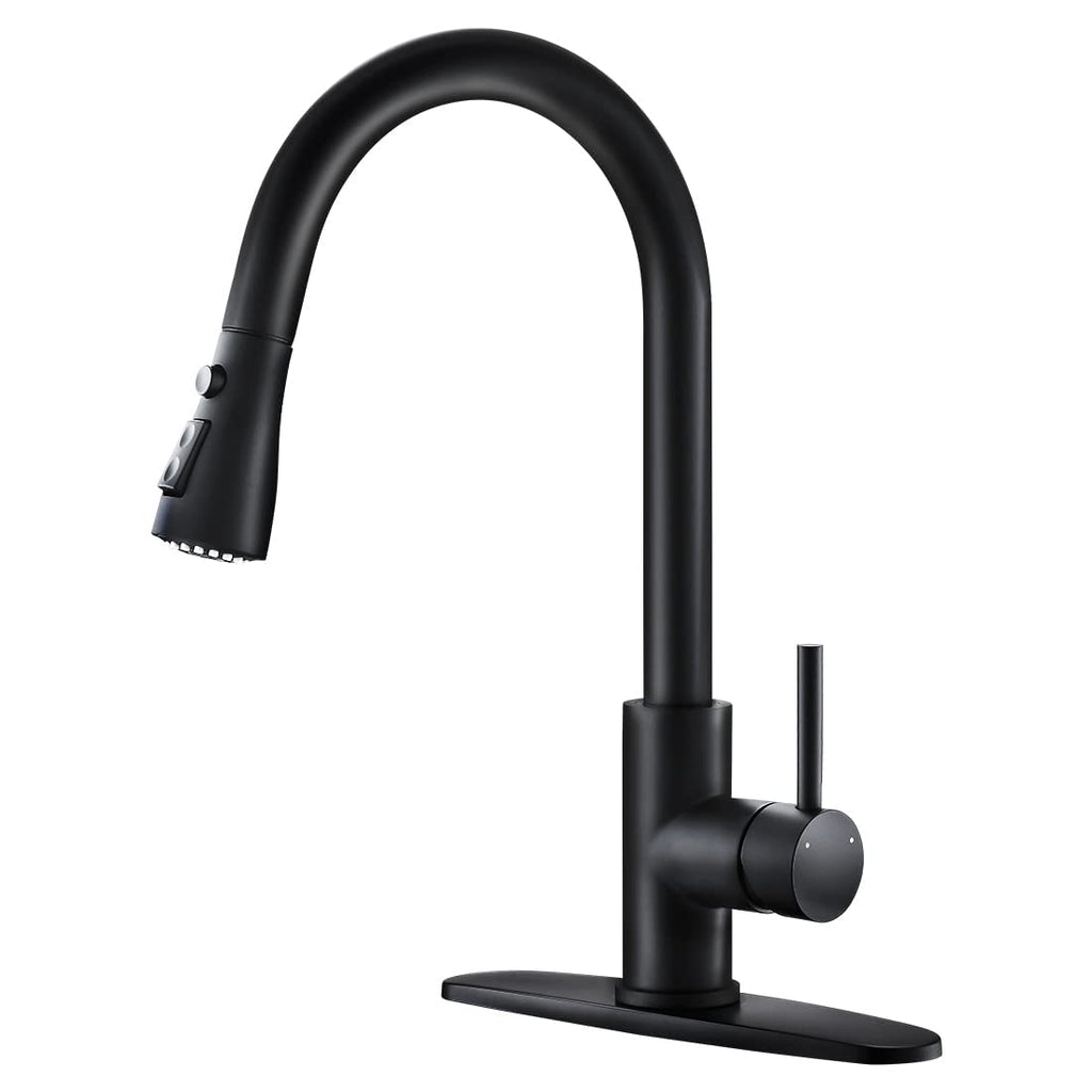 Kitchen Faucet with Cup Washer Pull Down Sprayer Stainless Steel Kitchen Sink Faucet with Deck Plate Glass Rinser Single Hole Brushed Nickel