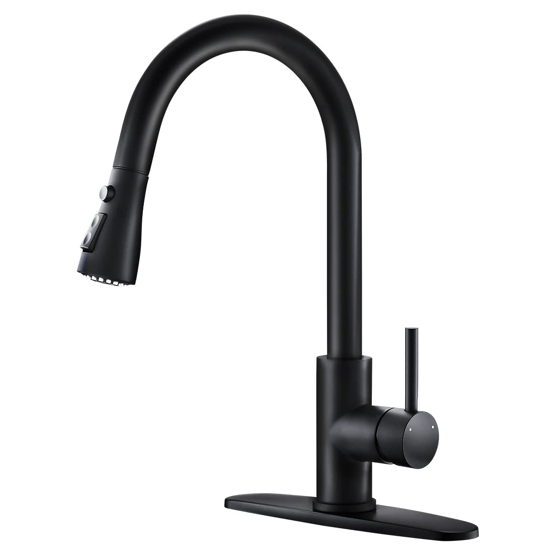 Kitchen Faucet with Cup Washer Pull Down Sprayer Stainless Steel Kitchen Sink Faucet with Deck Plate Glass Rinser Single Hole Brushed Nickel