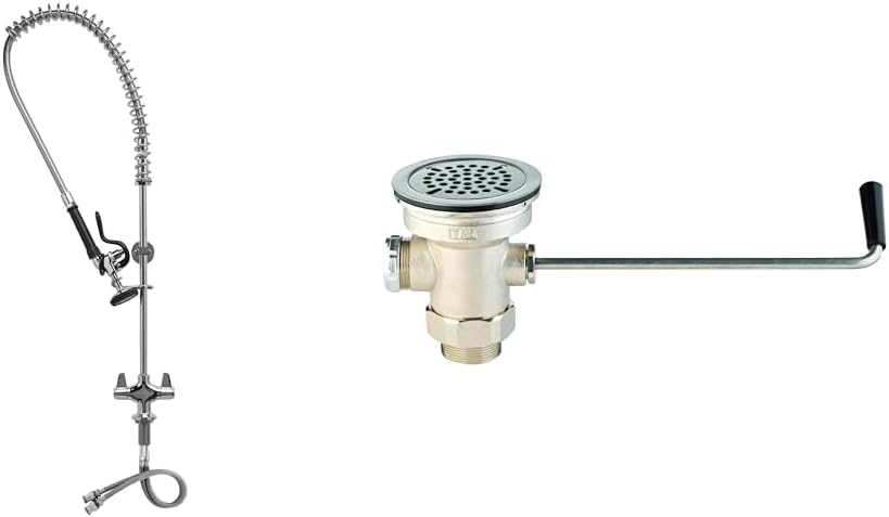 T&S Brass Equip 5PR-2S00-H Single Hole Deck Mount Pre-Rinse Faucet for Commercial Kitchens. Includes Wall Bracket and Sprayer Meets New DOE Requirements with a 1.15 GPM Flow Rate,Silver