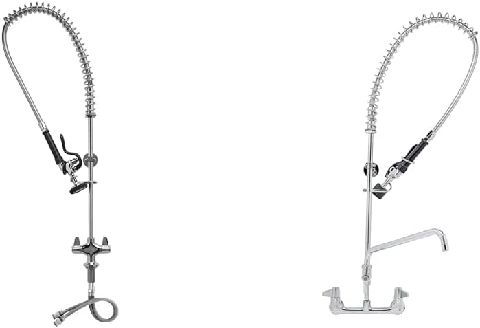 T&S Brass Equip 5PR-2S00-H Single Hole Deck Mount Pre-Rinse Faucet for Commercial Kitchens. Includes Wall Bracket and Sprayer Meets New DOE Requirements with a 1.15 GPM Flow Rate,Silver