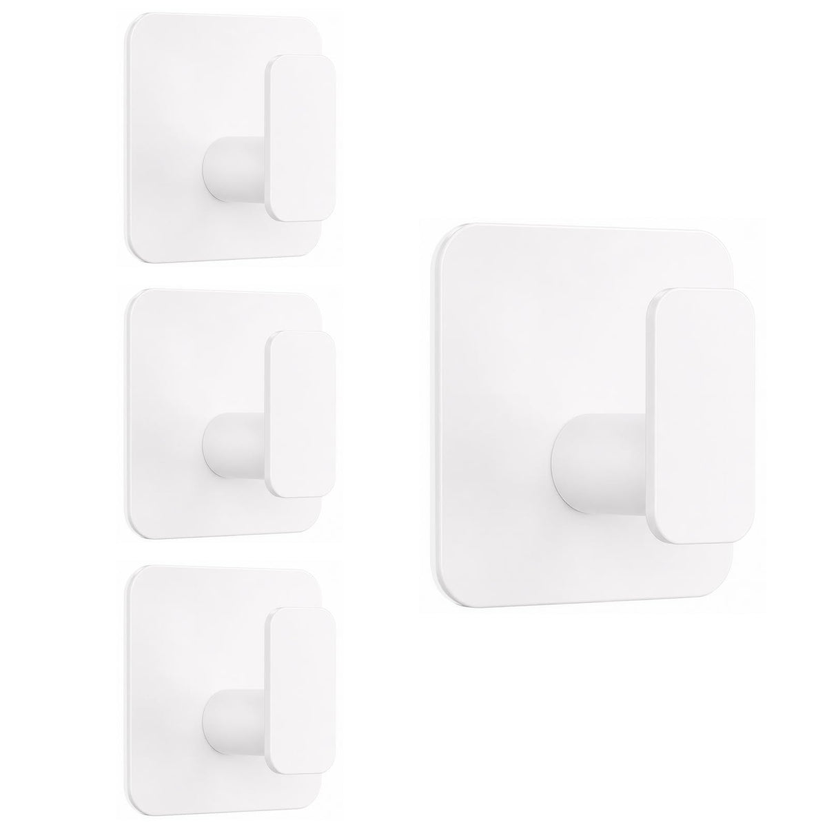 Aikzik Black Hooks for Hanging Heavy Duty, Adhesive Hooks for Shower, Bathroom, Kitchen, Robe, Towel, Coat, Waterproof & Rustproof Hook for Walls No Damage, Sticky Wall Towel Hooks - 4 Pack