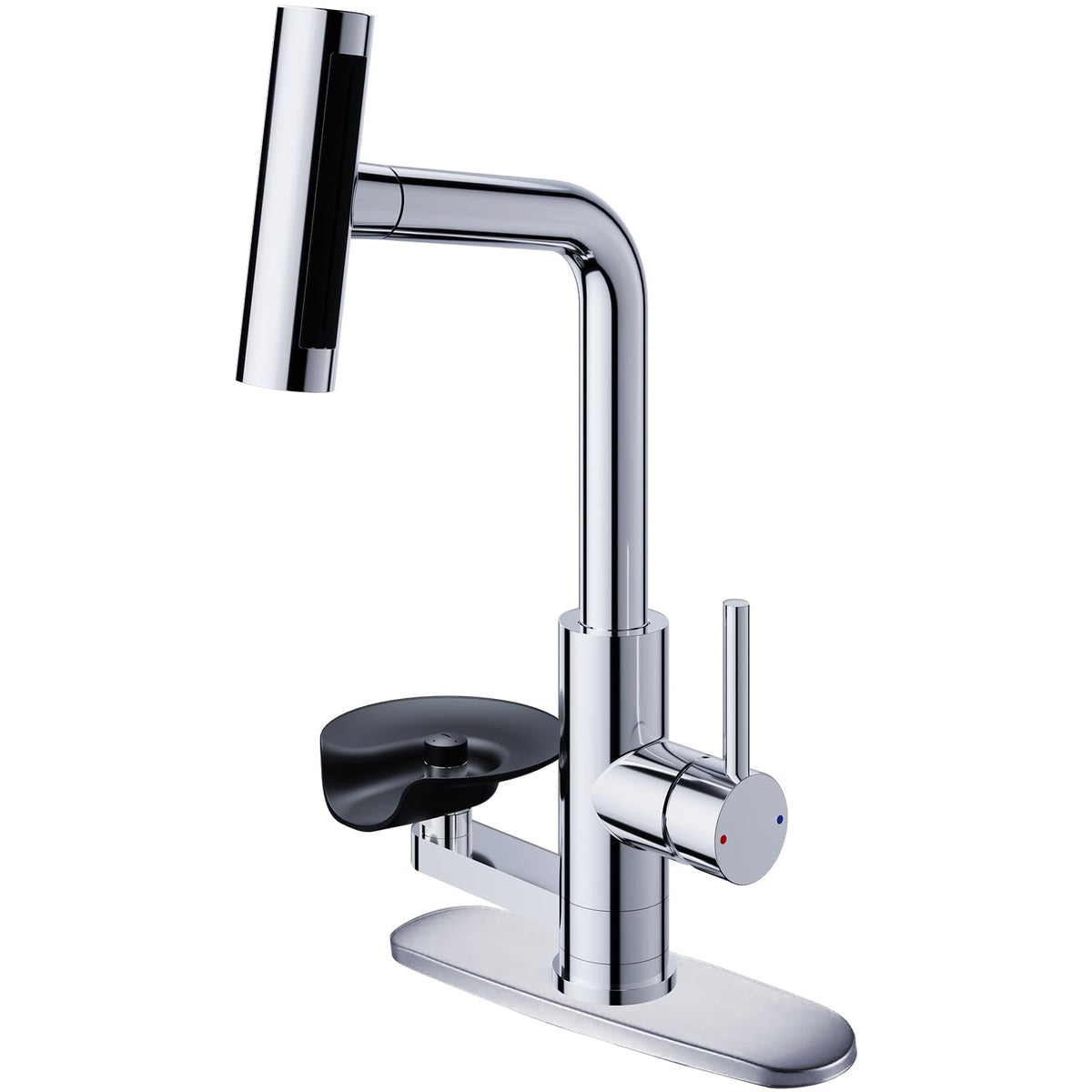 HOWUWEY Brushed Nickel Kitchen Faucet with Pull Down Sprayer & Cup Washer