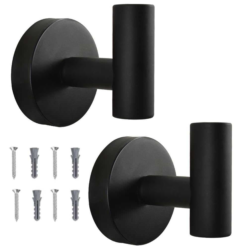Vuzvuv Brushed Nickel Self Adhesive Stainless Steel Towel Hooks (2-Pack)