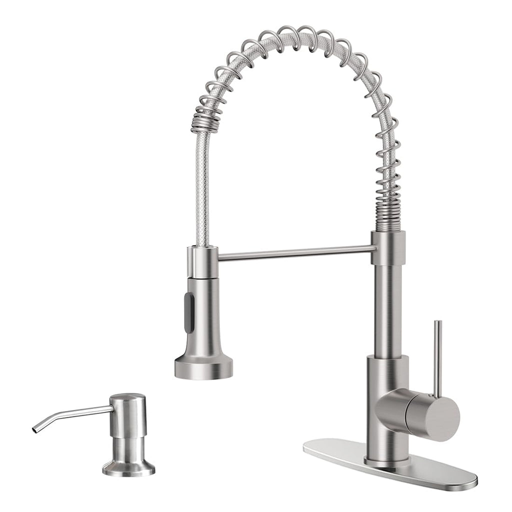 Pull Down Kitchen Faucet with Cup Washer Brushed Nickel