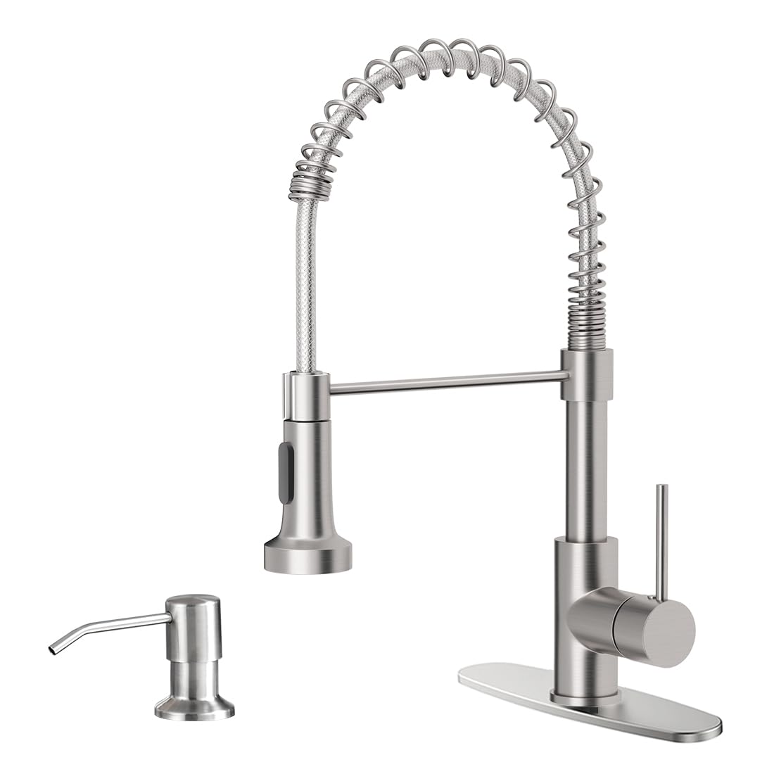 Pull Down Kitchen Faucet with Cup Washer Brushed Nickel