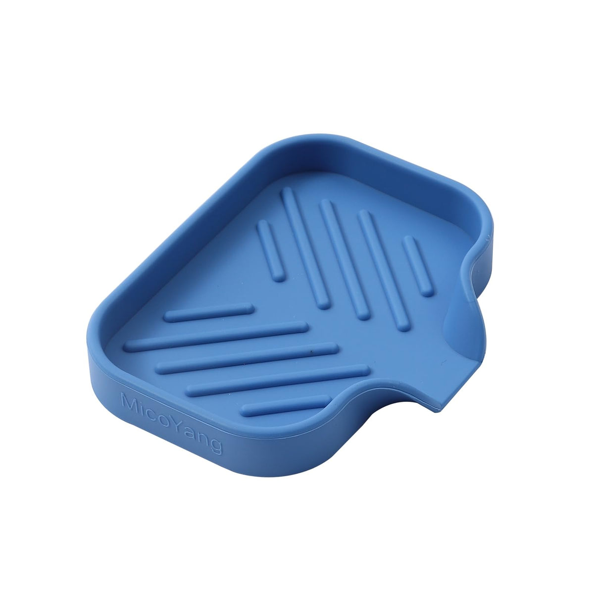 MicoYang Silicone Soap Dish with Drain Spout, Self-Draining Sink Organizer Tray for Bathroom and Kitchen, Sponges, Dispensers and Soap Holder, Non-Slip and Dishwasher Safe, White (Compact, 4.9"×3.2")