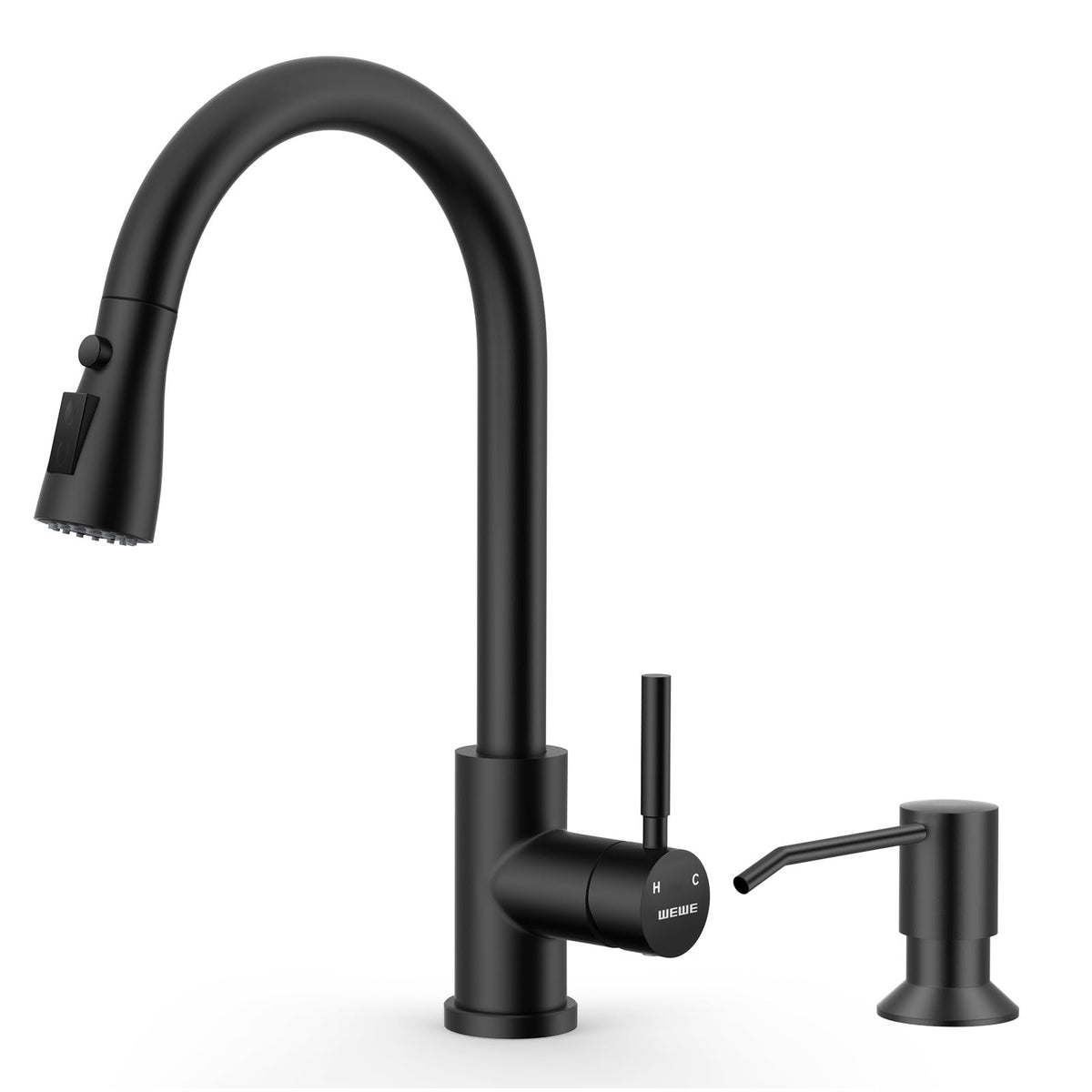 WEWE Pull-Down Kitchen Faucet with 3 Mode Sprayer, Polished Chrome