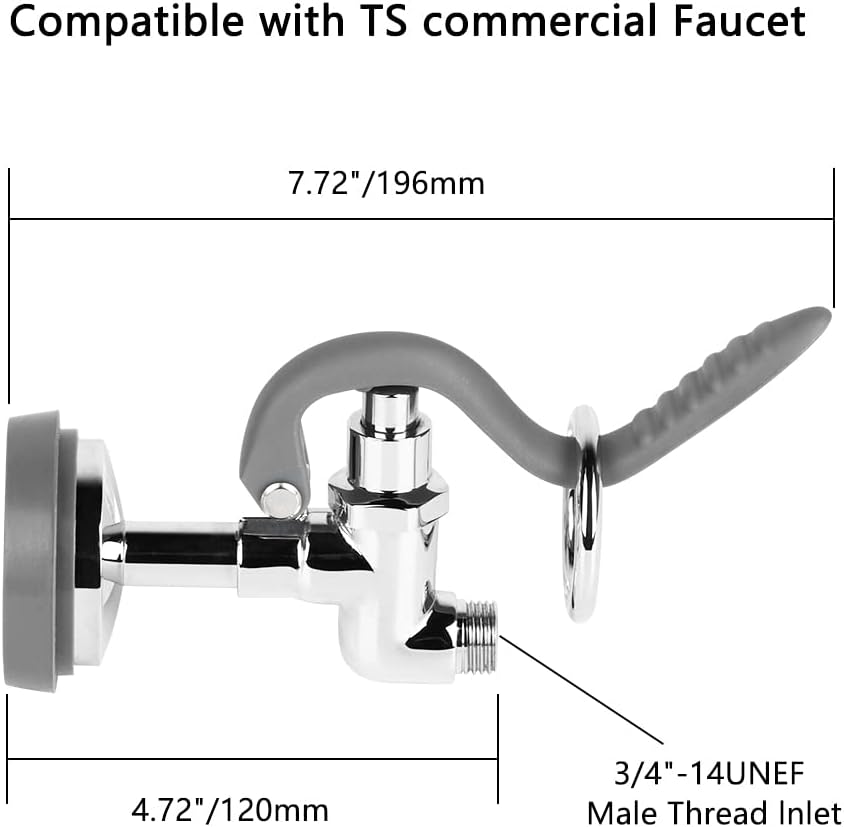 Pre Rinse Sprayer Valve Fits for T&S Brass Spray Valve Replace B-0107, High-Pressure Commercial Pre Rinse Spray Head Dish Sprayer Replacement Kit for Restaurant Industrial Faucets