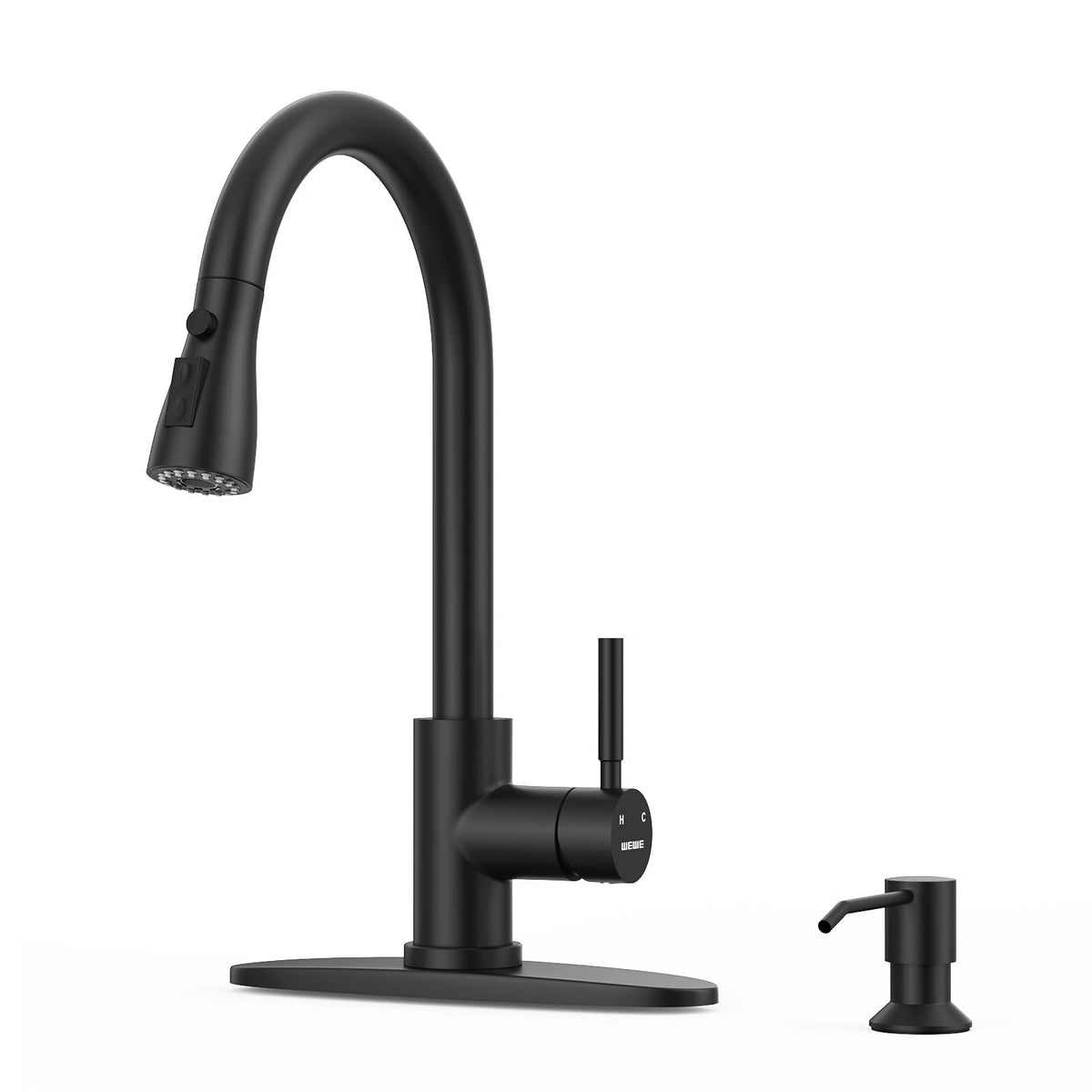WEWE Pull-Down Kitchen Faucet with 3 Mode Sprayer, Polished Chrome