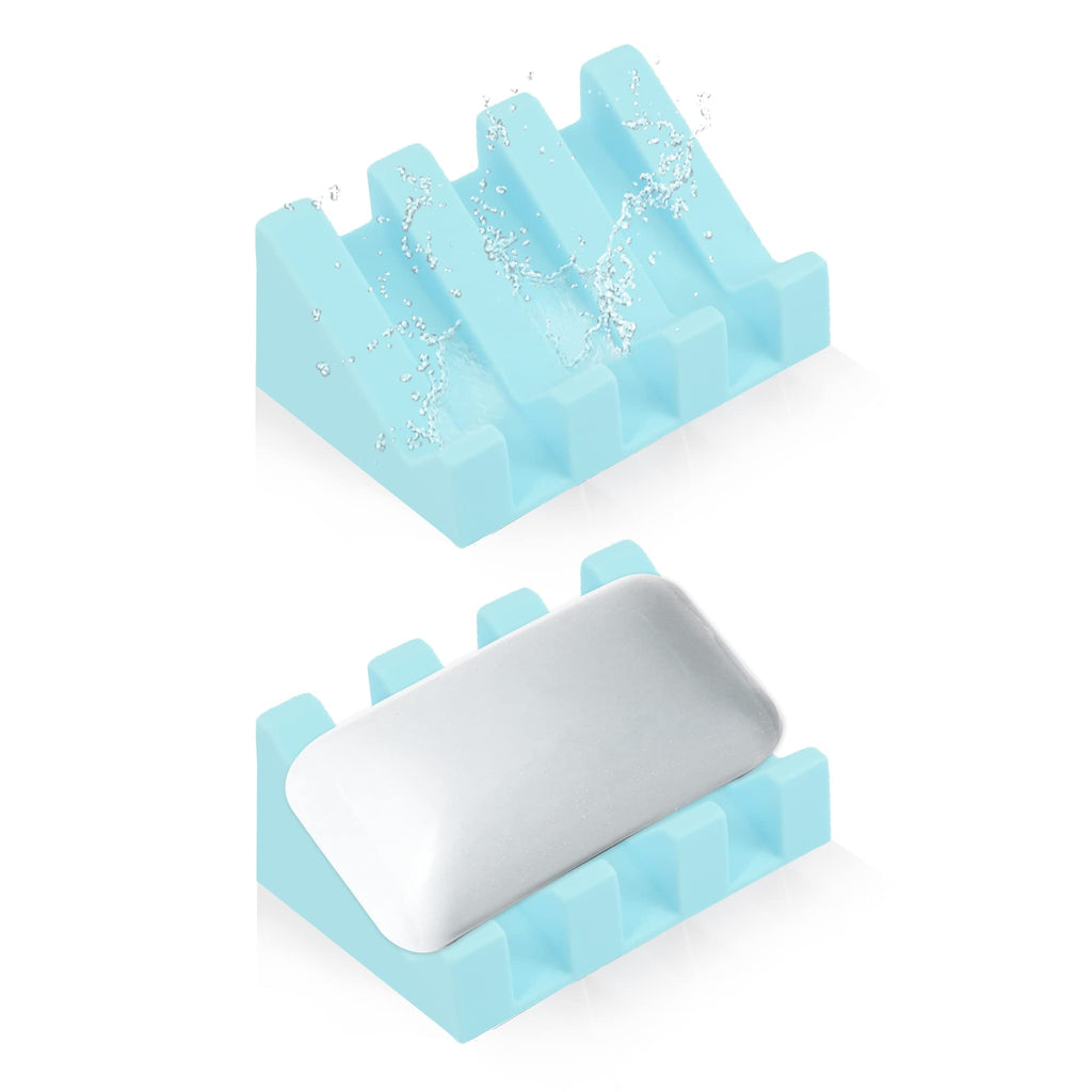 Silicone Soap Dish Self Draining with Suction Cups (White, 1 Pack)