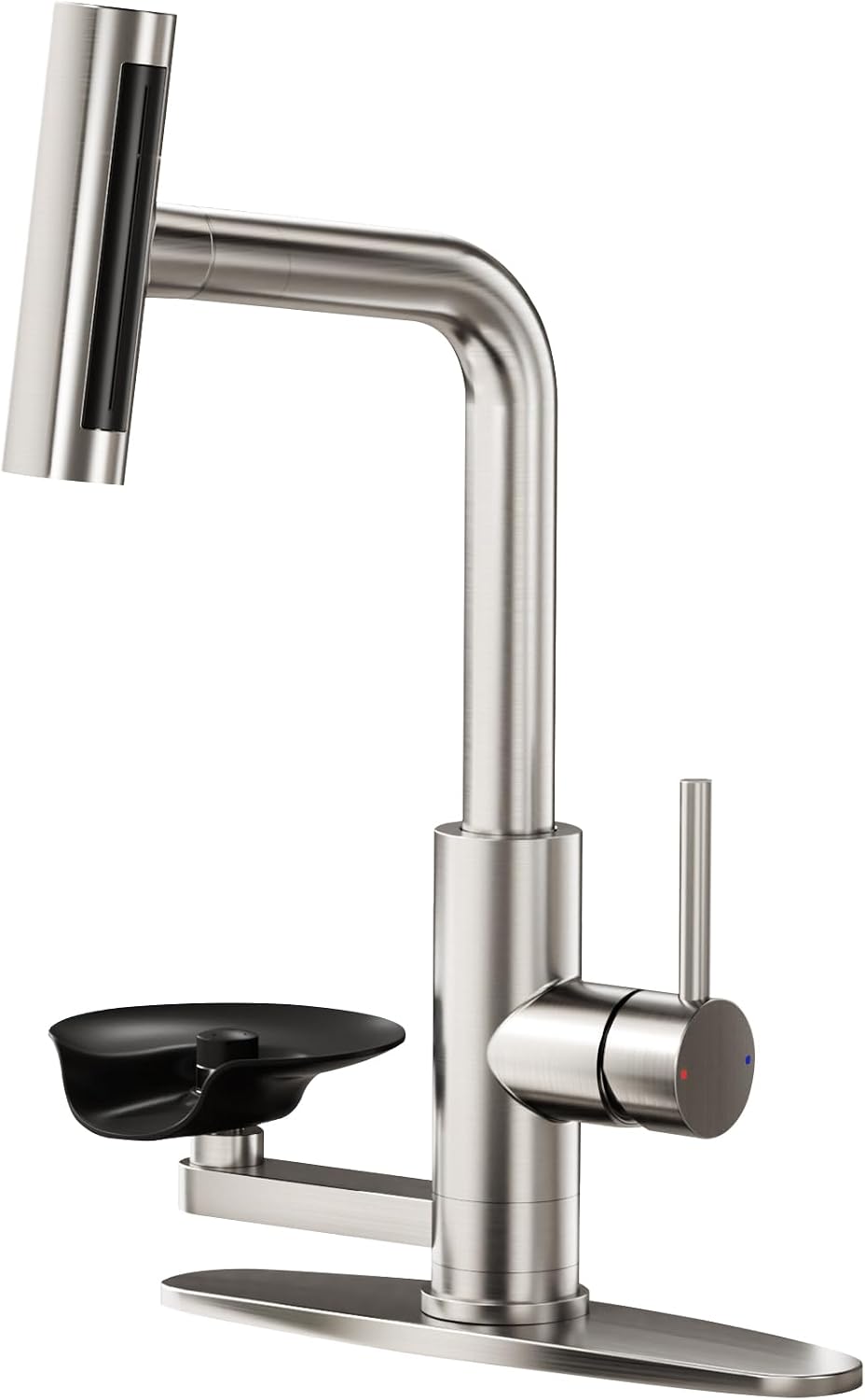 HOWUWEY Brushed Nickel Kitchen Faucet with Pull Down Sprayer & Cup Washer