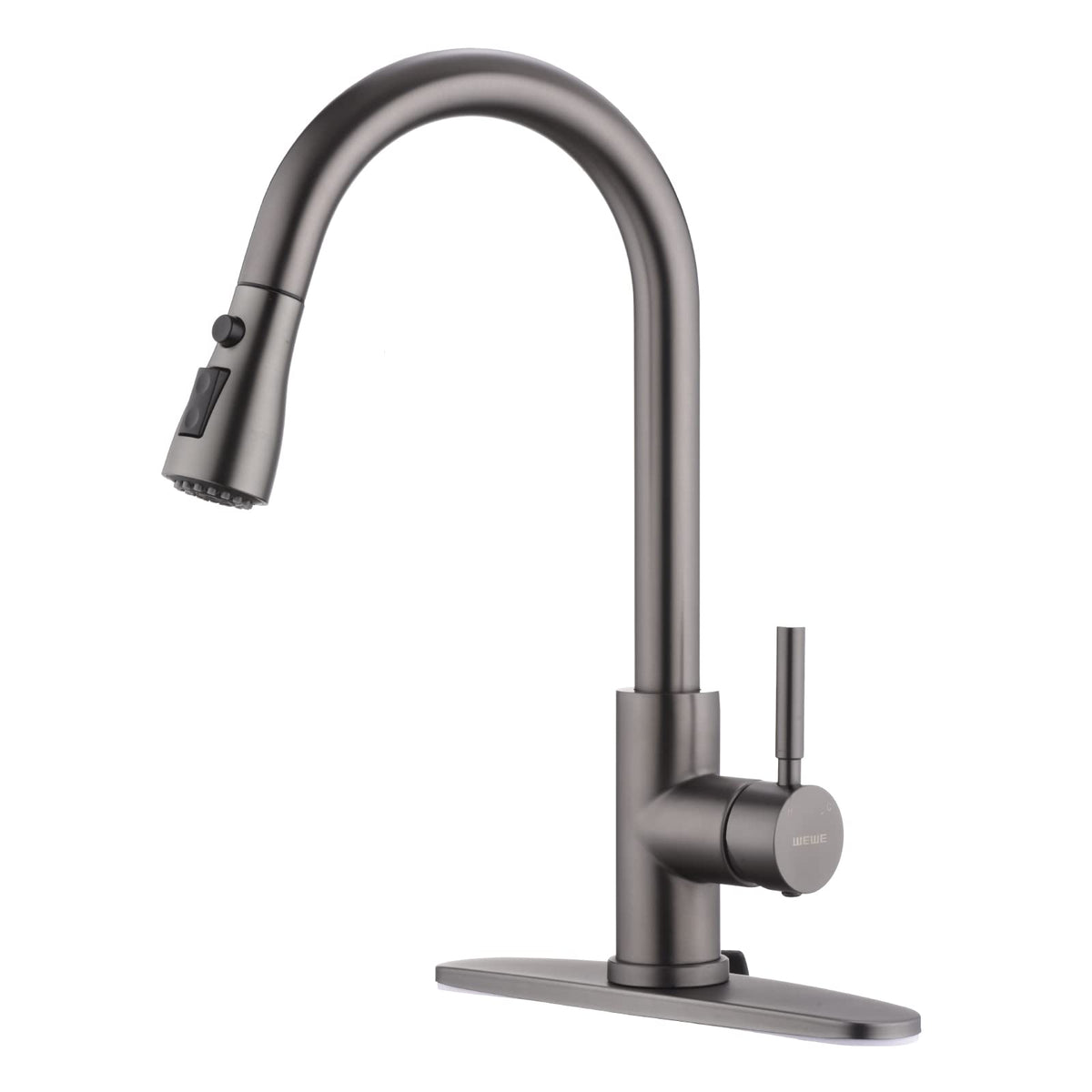 WEWE Pull-Down Kitchen Faucet with 3 Mode Sprayer, Polished Chrome