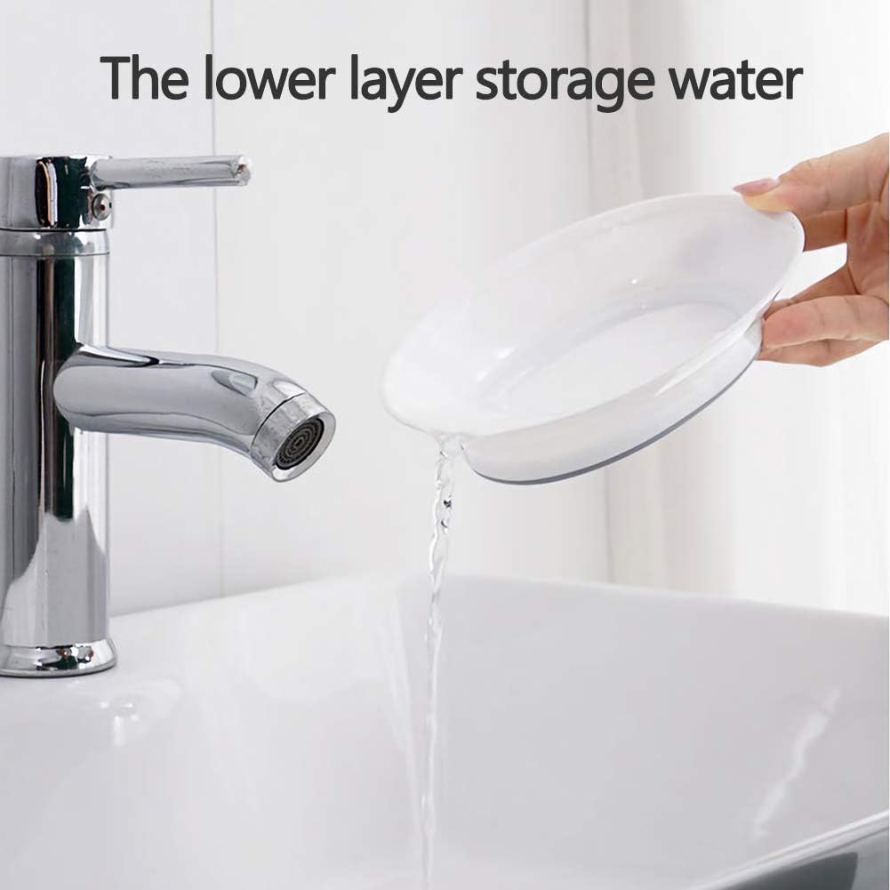 WYOK 2-Pack Soap Dish Plastic Soap Holder with Drainage for Shower (White)