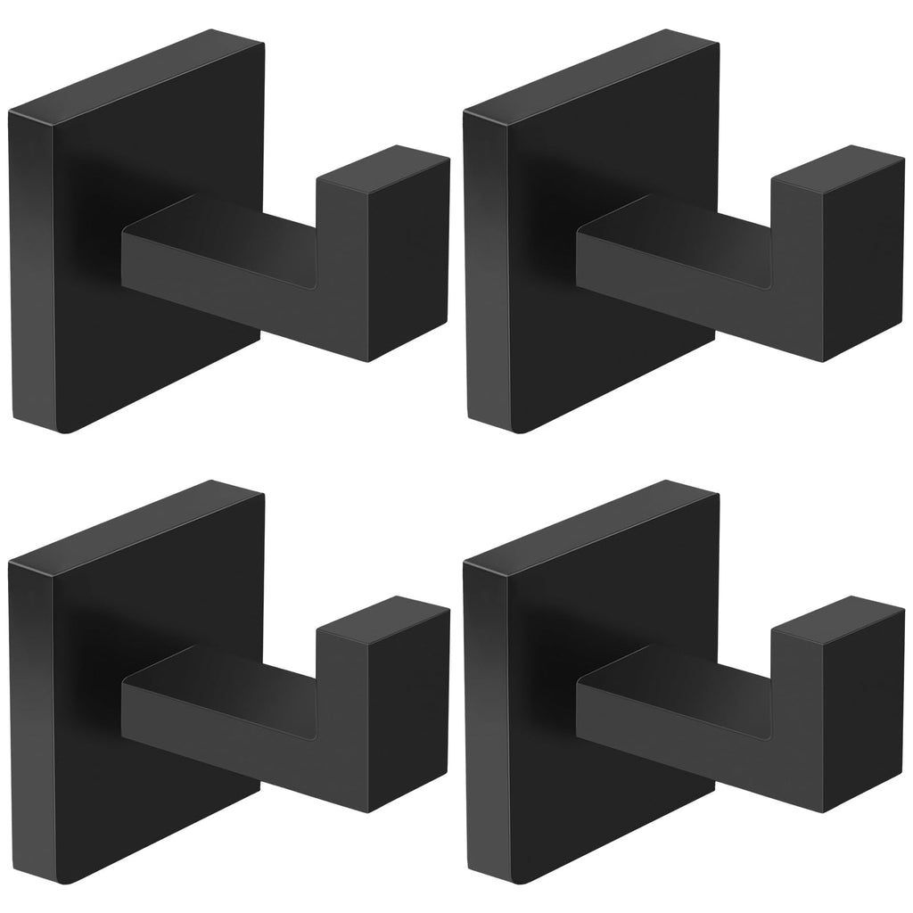IBosins 4-Pack Towel Hooks Hand Towel Holder Bathroom Robe Hanger Black