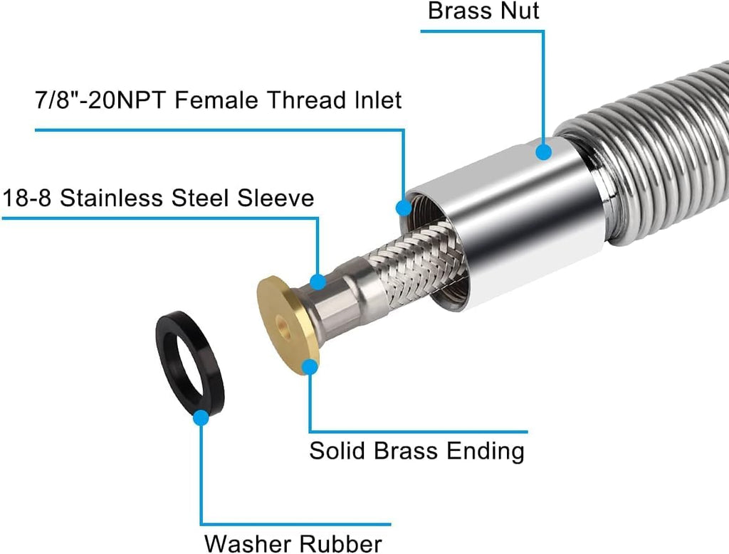 Spray Valve with Pre-Rinse Hose 60”Flexible Stainless Hose with High Pressure Pre Rinse Sprayer Nozzle Head Assembly Kit for Commercial Restaurant Industrial Kitchen Faucet