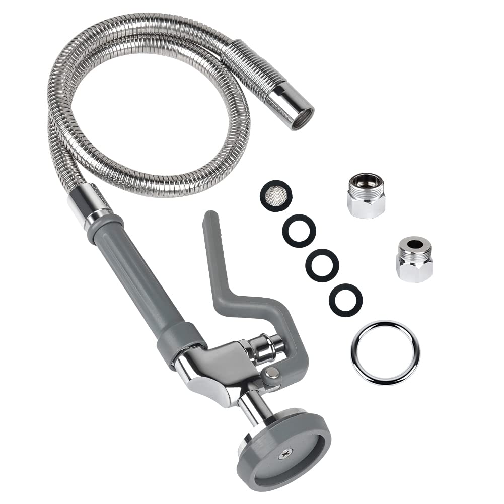 Pre Rinse Hose with Sprayer Valve, 38 Inch Commercial Dish Spray Hose with Spray Head for Commercial Restaurant Kitchen Faucet -Black