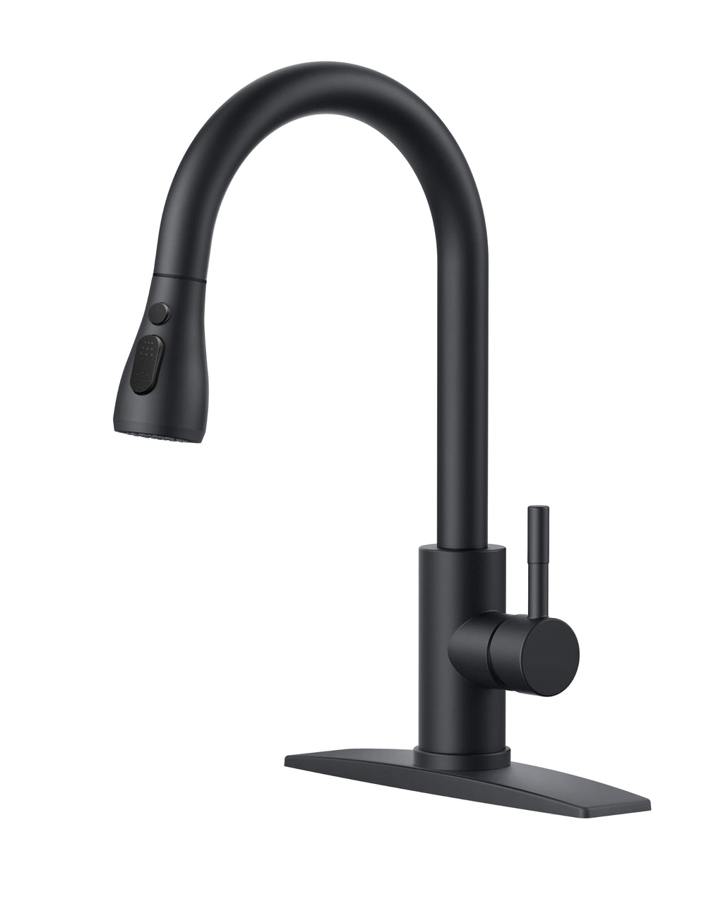 FORIOUS Black Kitchen Faucet with Pull Down Sprayer, High Arc Single Handle