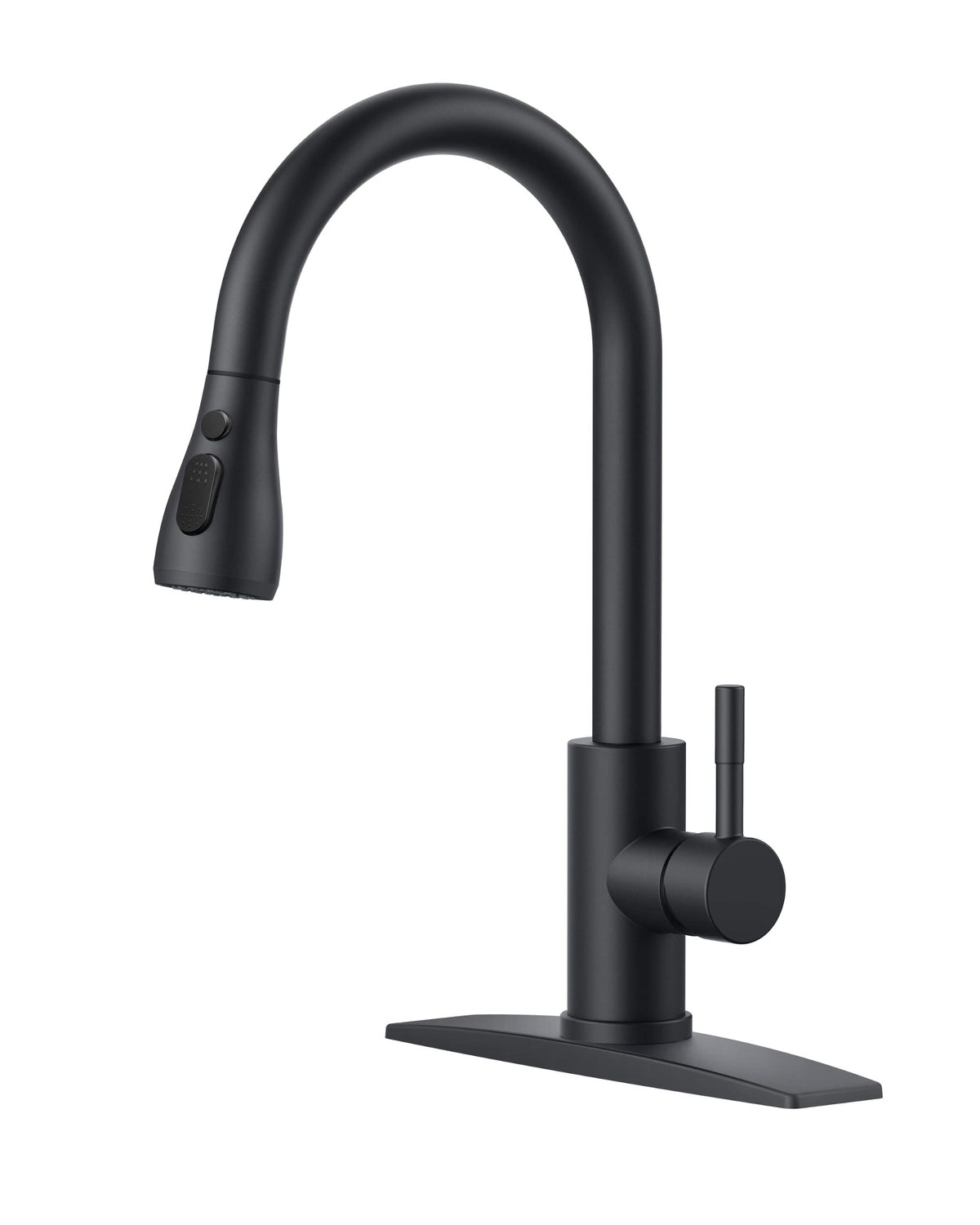 FORIOUS Black Kitchen Faucet with Pull Down Sprayer, High Arc Single Handle