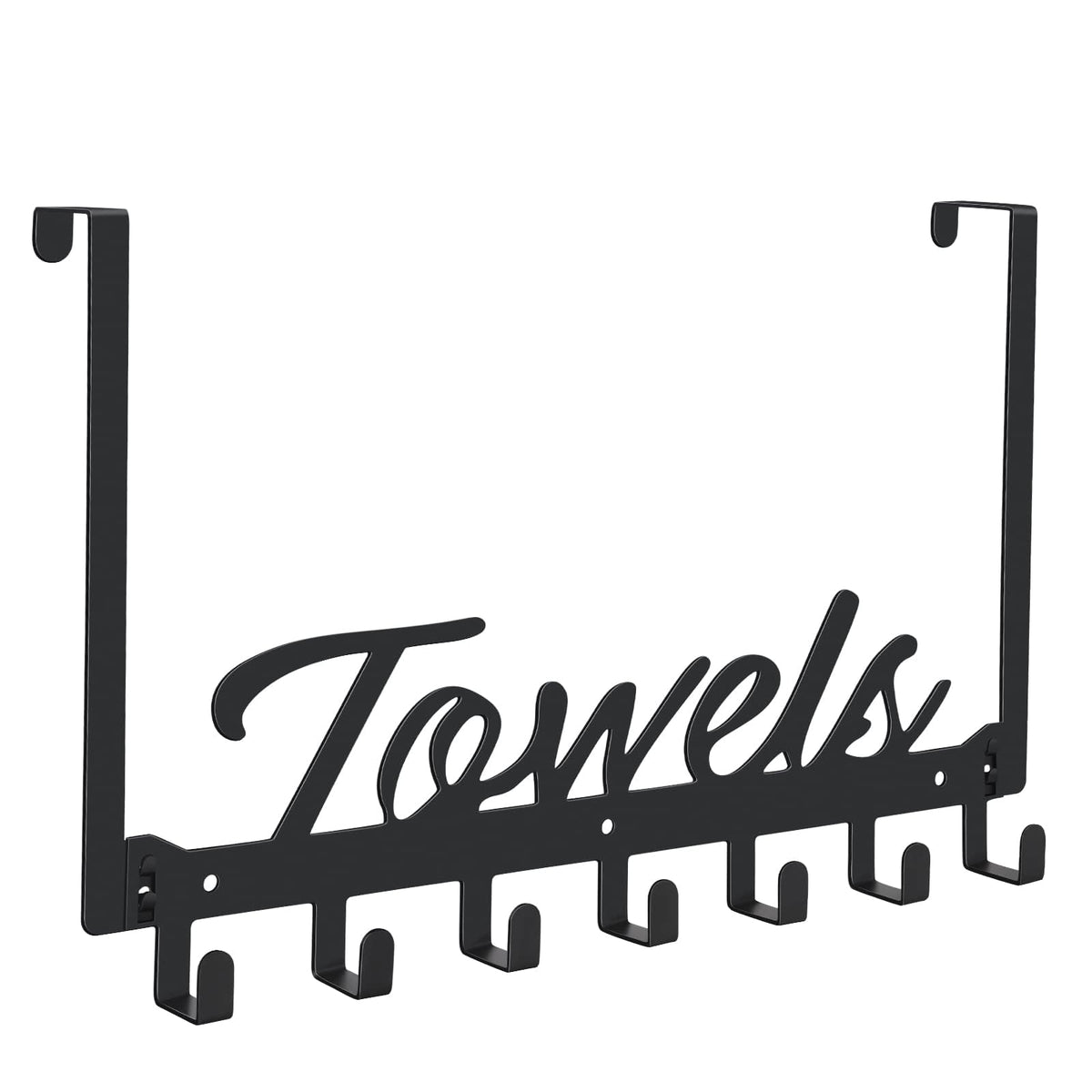 Azmoncy Over The Door Hooks, Towel Rack Towel Hooks for Bathroom, Towel Holder for Hanging Heavy Duty, Door Rack Over Door Hanger with 5 Coat Hooks for Bedroom Bathroom Kitchen, Black