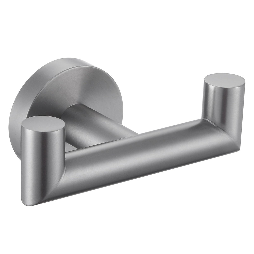 Angle Simple Double Towel Hook for Bathroom, Robe Coat Hook, Matte Black