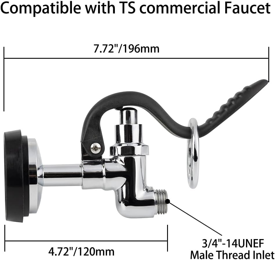 Pre Rinse Sprayer Valve Fits for T&S Brass Spray Valve Replace B-0107, High-Pressure Commercial Pre Rinse Spray Head Dish Sprayer Replacement Kit for Restaurant Industrial Faucets - Black