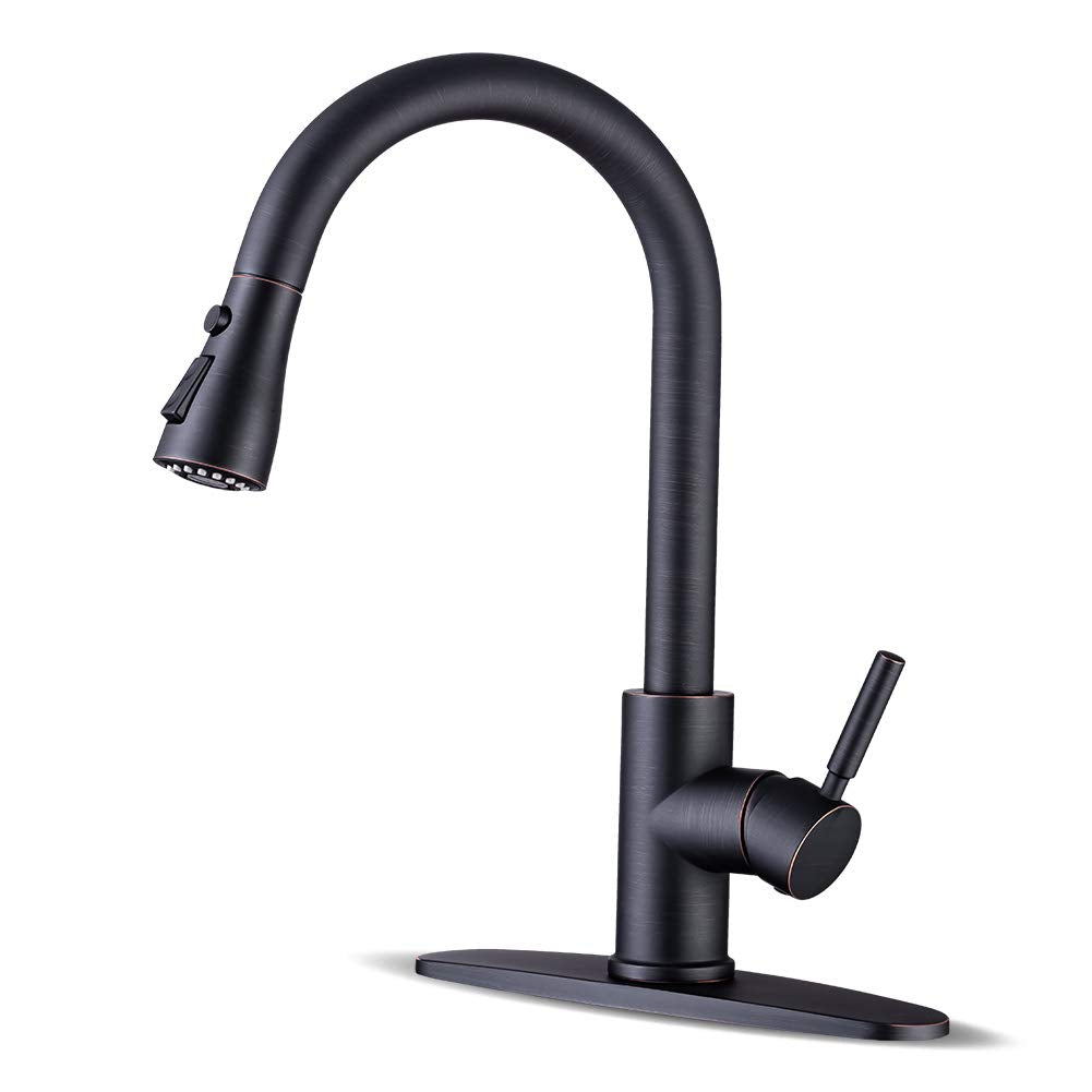 WEWE Pull-Down Kitchen Faucet with 3 Mode Sprayer, Polished Chrome