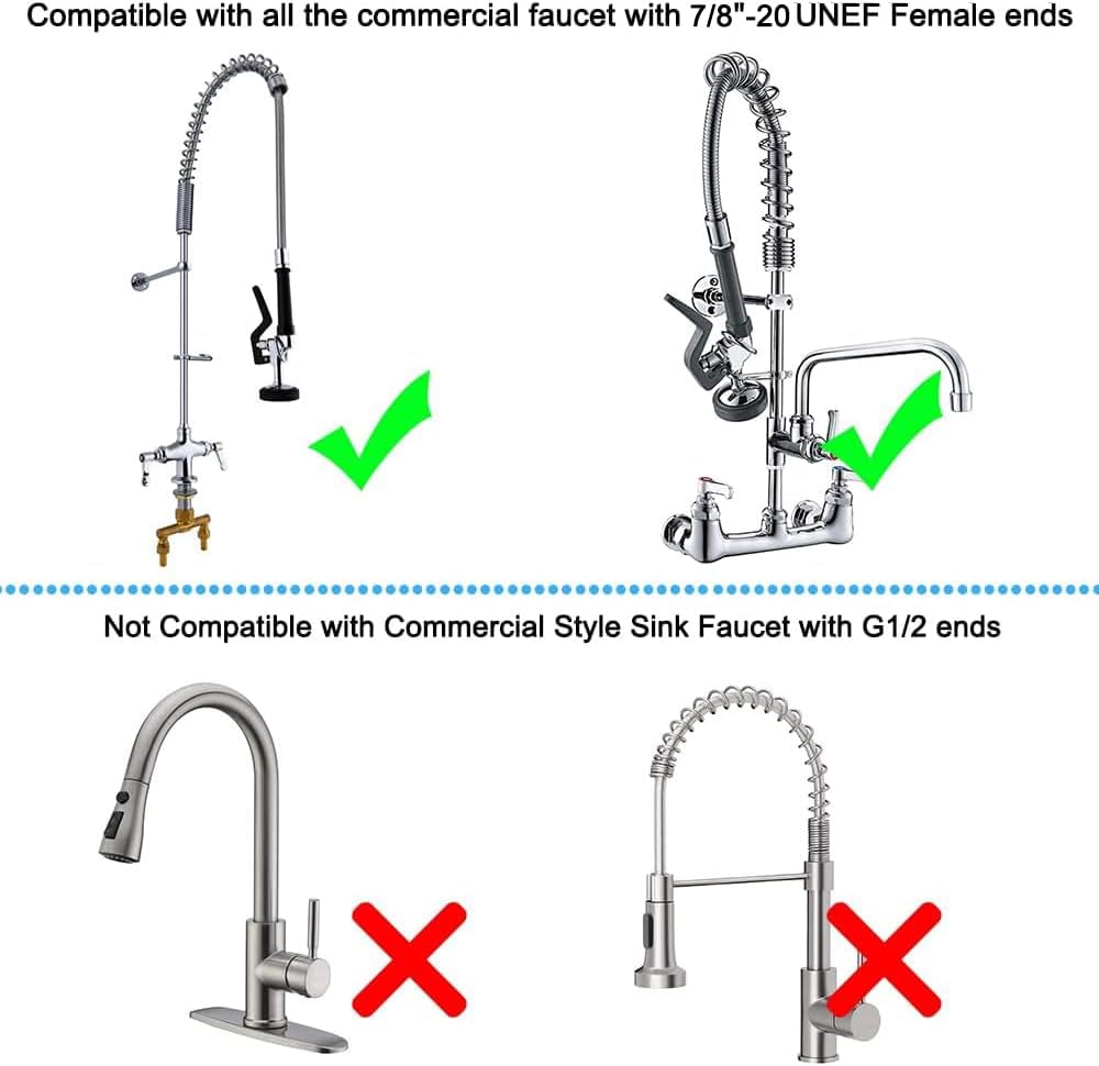 Pre Rinse Sprayer 1.42 GPM High Pressure Commercial Sink Sprayer Head for Restaurant Industrial Faucets, Spray Valve Dish Nozzle Without Handle Fits for T&S Brass Spray Valve Replace B-0107