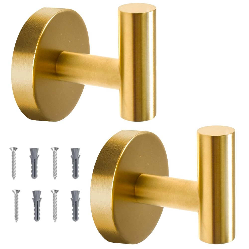 Vuzvuv Brushed Nickel Self Adhesive Stainless Steel Towel Hooks (2-Pack)