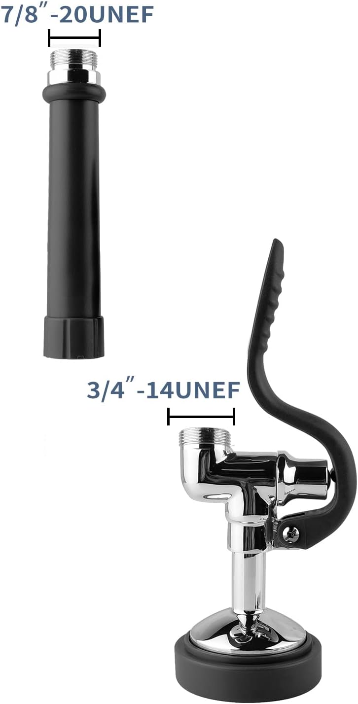 Pre Rinse Sprayer Commercial Sink Sprayer Head,1.42GPM Spray Valve Dish Nozzle with Ergonomic Handle, Faucet Parts for Commercial Kitchen Faucet,Chrome Finished（Black）