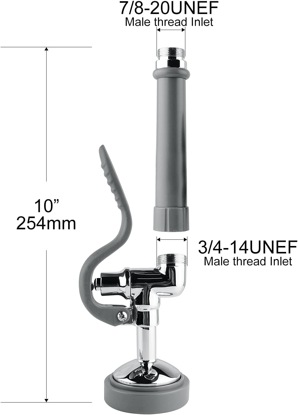 MSTJRY Commercial Sink Sprayer Pre Rinse Sprayer Valve with Handle Grip Assembly,1.42 GPM High Pressured Commercial Dish Sprayer for Replacement Kit of Commercial Faucet, Polished Chrome (Gray)