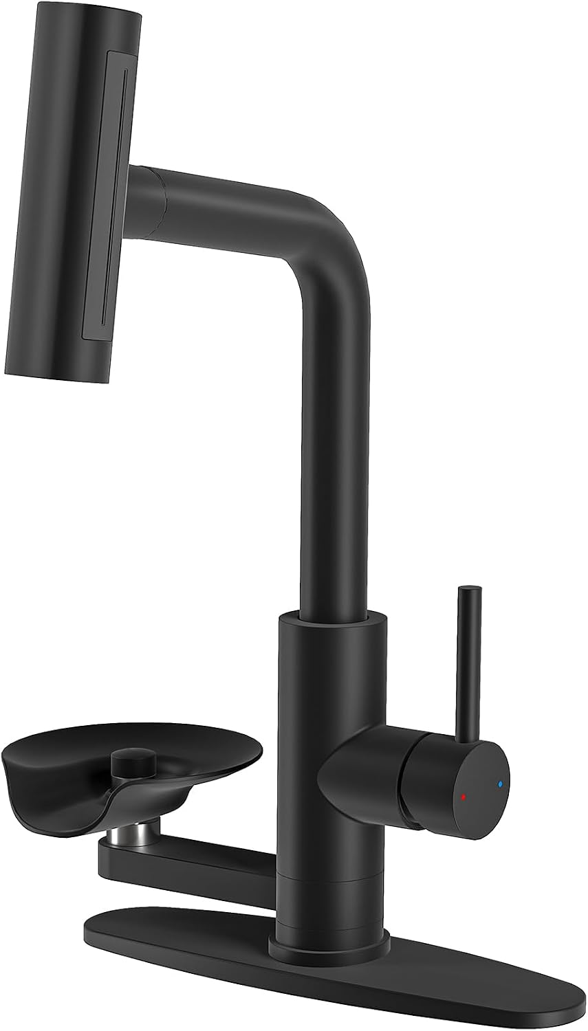 HOWUWEY Black Kitchen Faucet with Pull Down Sprayer & Cup Washer