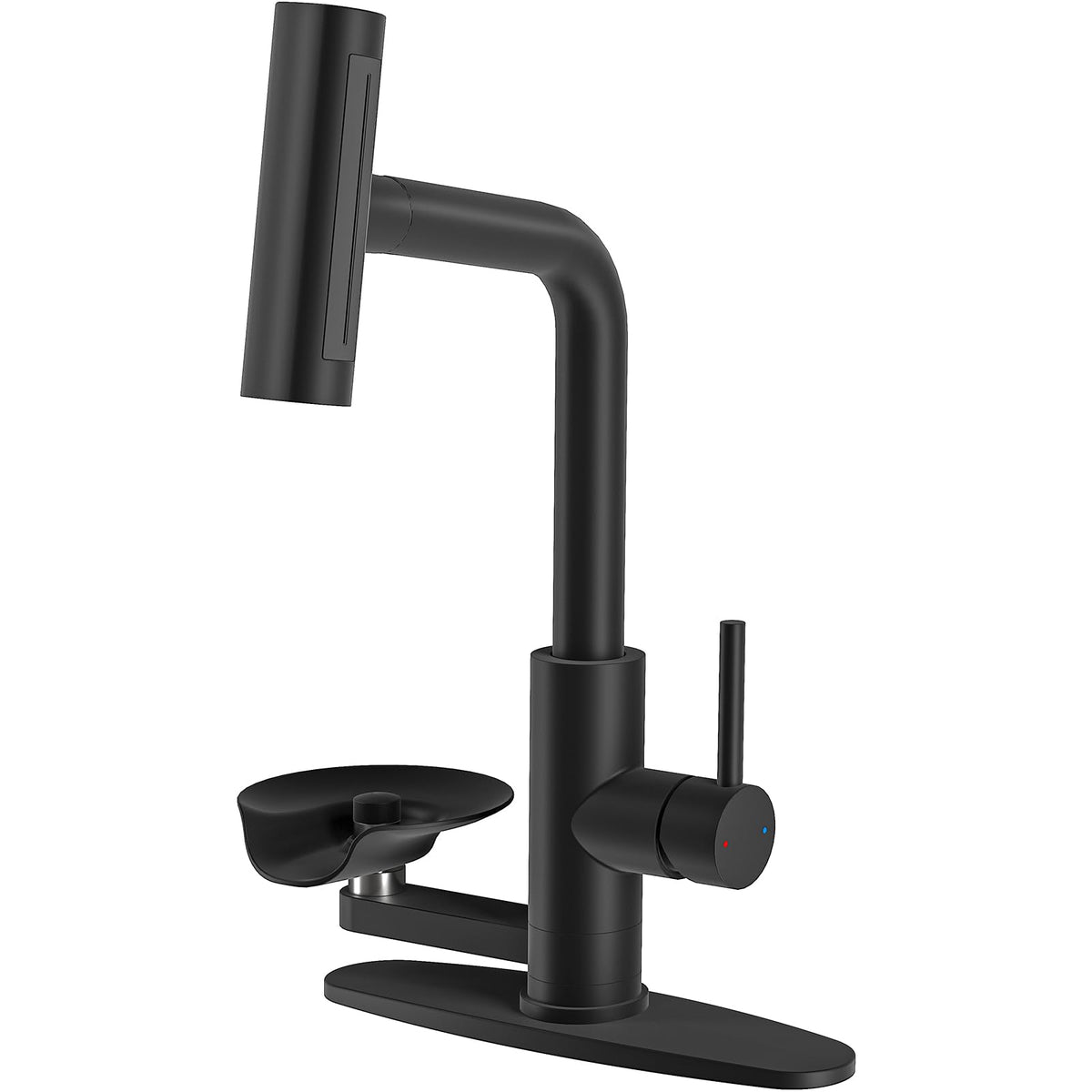 HOWUWEY Black Kitchen Faucet with Pull Down Sprayer & Cup Washer
