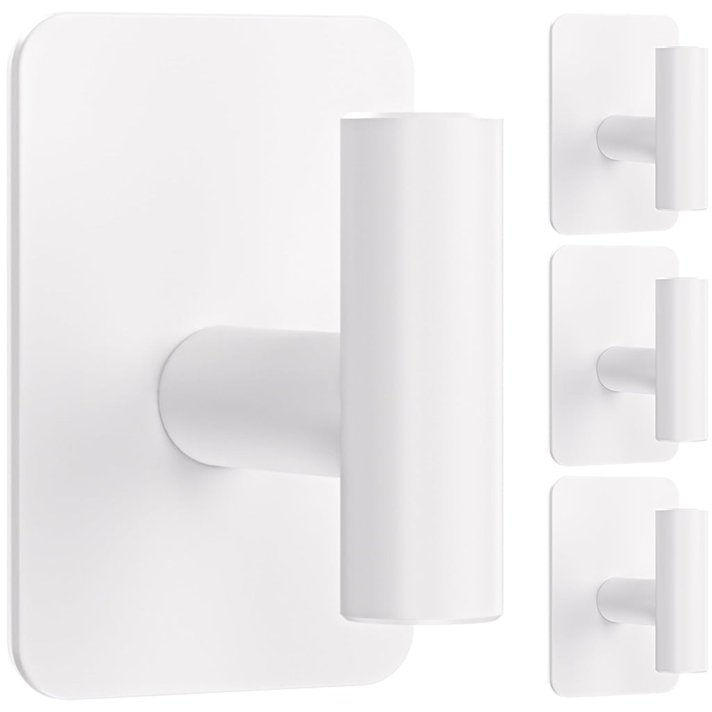 Large Heavy Duty Wall Hooks - 26lb Max, Stainless Steel Adhesive Towel Hooks for Hanging Towel, Coat, Robe, Hat, Sticky Towel Holder for Wall Mount in Bathroom, Shower, Kitchen (Black, 4 Pack)