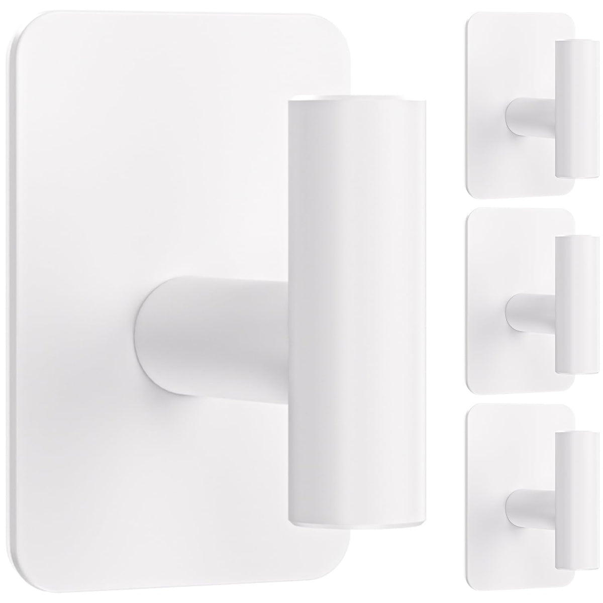 Large Heavy Duty Wall Hooks - 26lb Max, Stainless Steel Adhesive Towel Hooks for Hanging Towel, Coat, Robe, Hat, Sticky Towel Holder for Wall Mount in Bathroom, Shower, Kitchen (Black, 4 Pack)