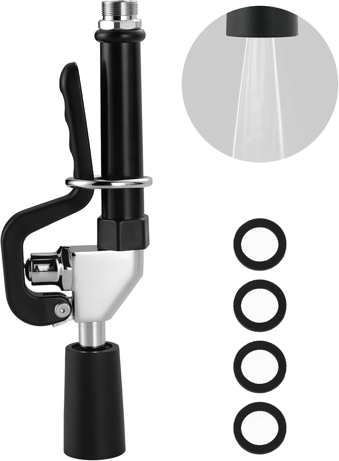 Pre Rinse Sprayer Commercial Sink Sprayer Head, Low Lead Spray Valve Dish Sprayer Nozzle with Ergonomic Handle, High Pressure Brass Faucet Parts for Commercial Kitchen faucet, Chrome Finished