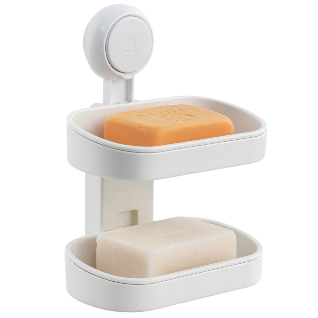 LEVERLOC Soap Holder, Soap Dish for Shower, Suction Cup Bar Soap Holder