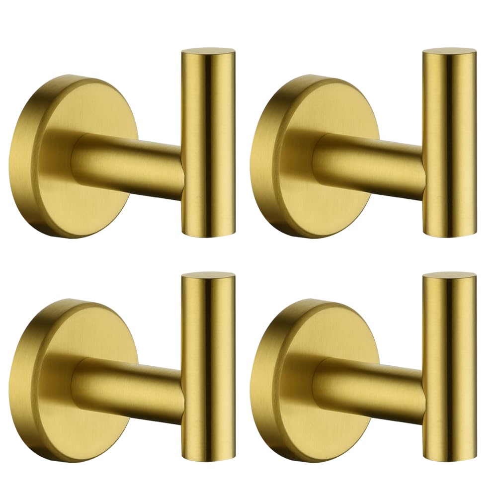 JQK Chrome Bathroom Towel Hook, 304 Stainless Steel Coat Robe Clothes Hook for Bathroom Kitchen Garage Wall Mounted (Pack of 2), TH100-CH-P2