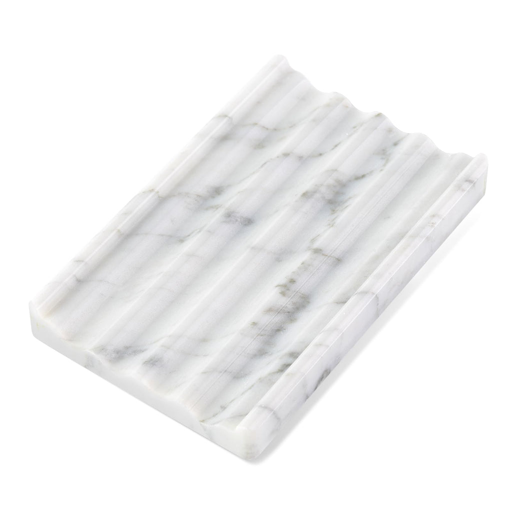 Karibiber Marble Soap Dish, Large Stone Bar Soap Holder Shower, Green Bathroom Soaps Saver, Easy Cleaning Natural Stone Sponge Holder for Kitchen Sink, Executive Jewelry Ring Tray
