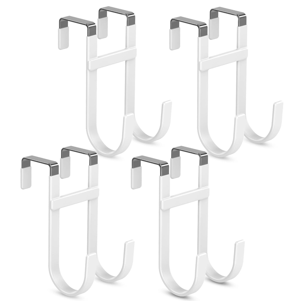 FYY Over the Door Hooks, Single-Hanger 4 Pack, Fits Doors 1 3/8" White