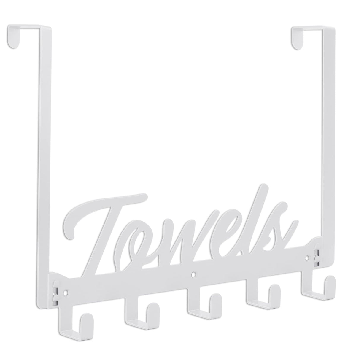 Azmoncy Over The Door Hooks, Towel Rack Towel Hooks for Bathroom, Towel Holder for Hanging Heavy Duty, Door Rack Over Door Hanger with 5 Coat Hooks for Bedroom Bathroom Kitchen, Black