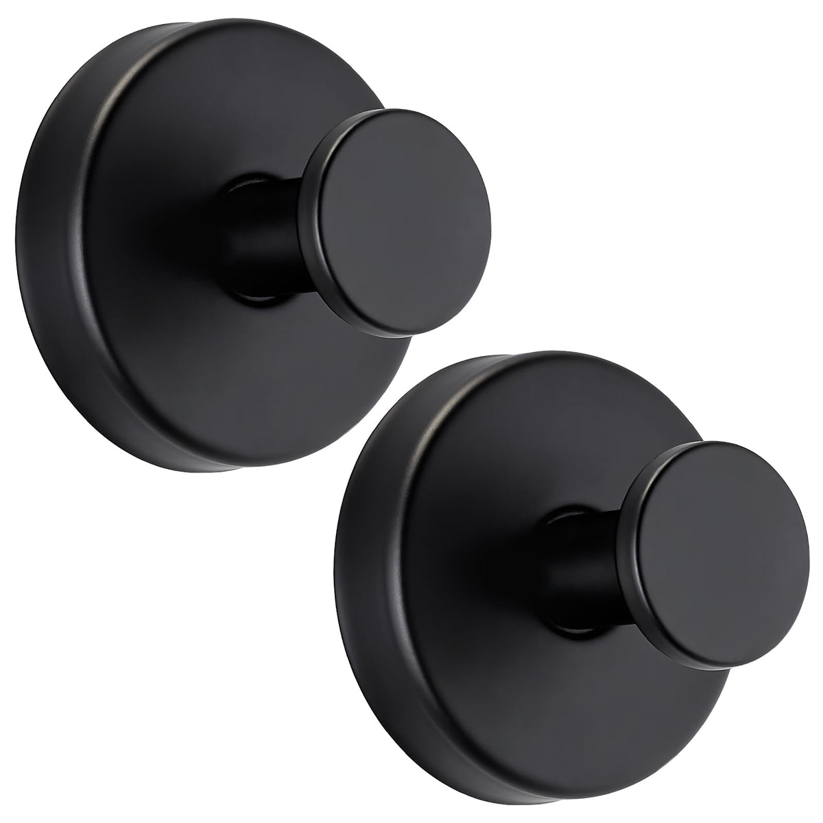 Suction Cup Hooks No Drill Stainless Steel Shower Hooks Towel Hook Heavy Duty on Smooth and Non-Porous Surfaces in Bathrooms Kitchen Bedroom (2, Matte Black)