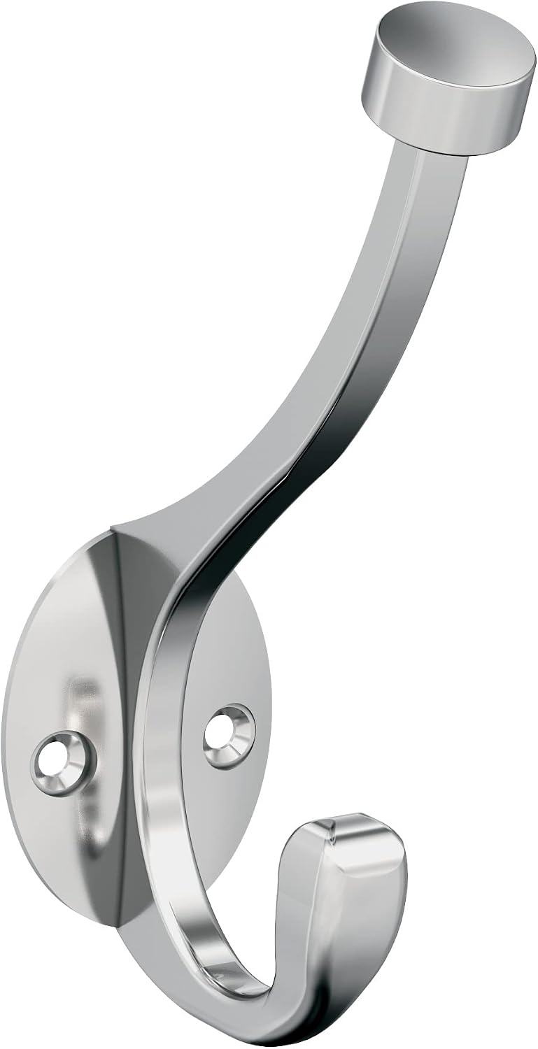Amerock Adare Double Prong Polished Chrome Wall-Mounted Hook