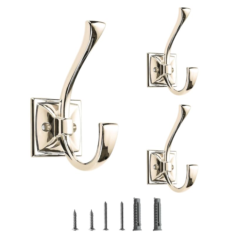 5 Pack Decorative Heavy Duty Towel Hooks for Hanging Robe Double Oil Rubbed Bronze Coat Hooks Wall Mounted with Screws for Key, Towel, Bags, Cup, Hat